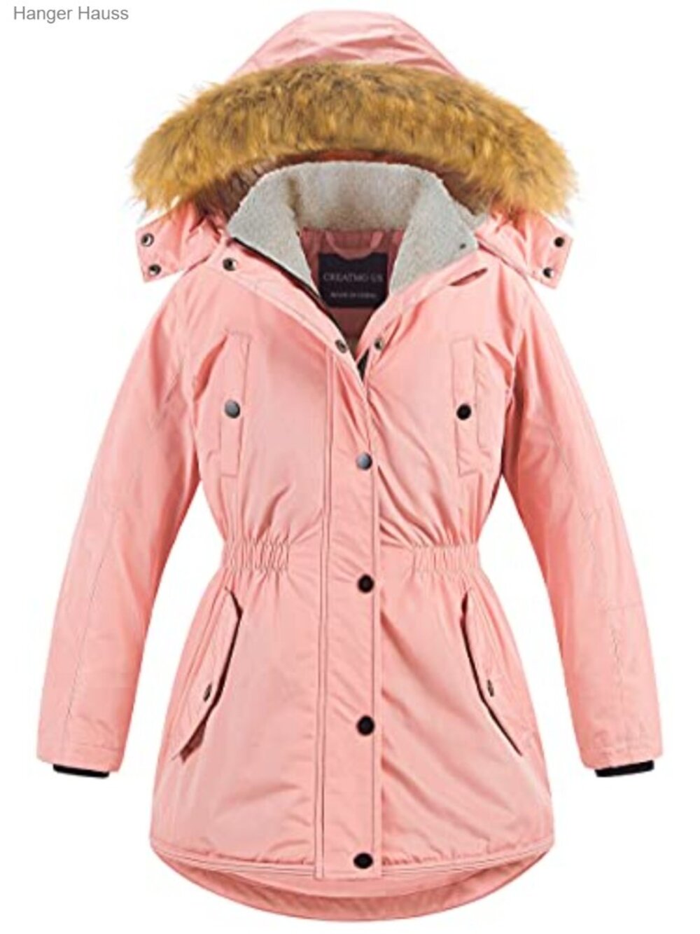 Girls Long Winter Parka Sherpa Trimmed Collar Puffer Ski Jacket Coat